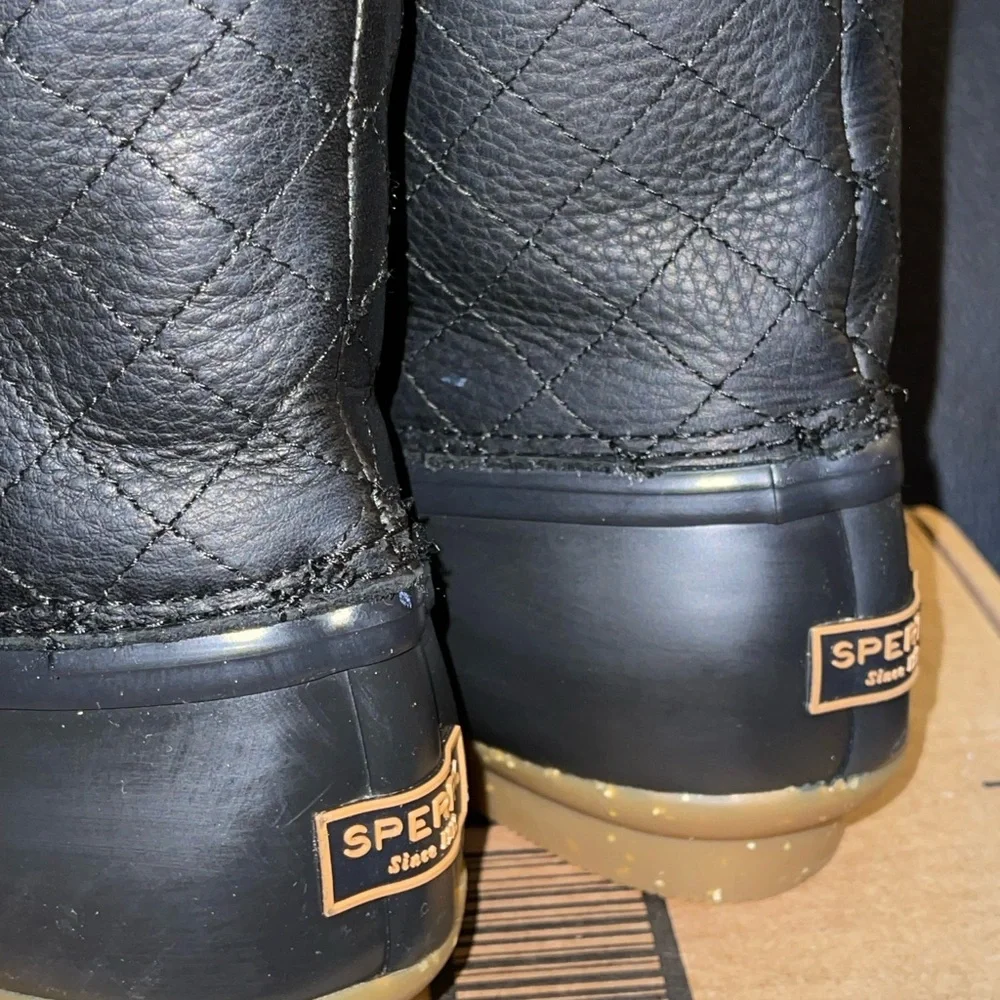 SPERRY Women’s 6.5 Saltwater Winter Lux Boots Black Wool Thinsulate 84618 NWOB
